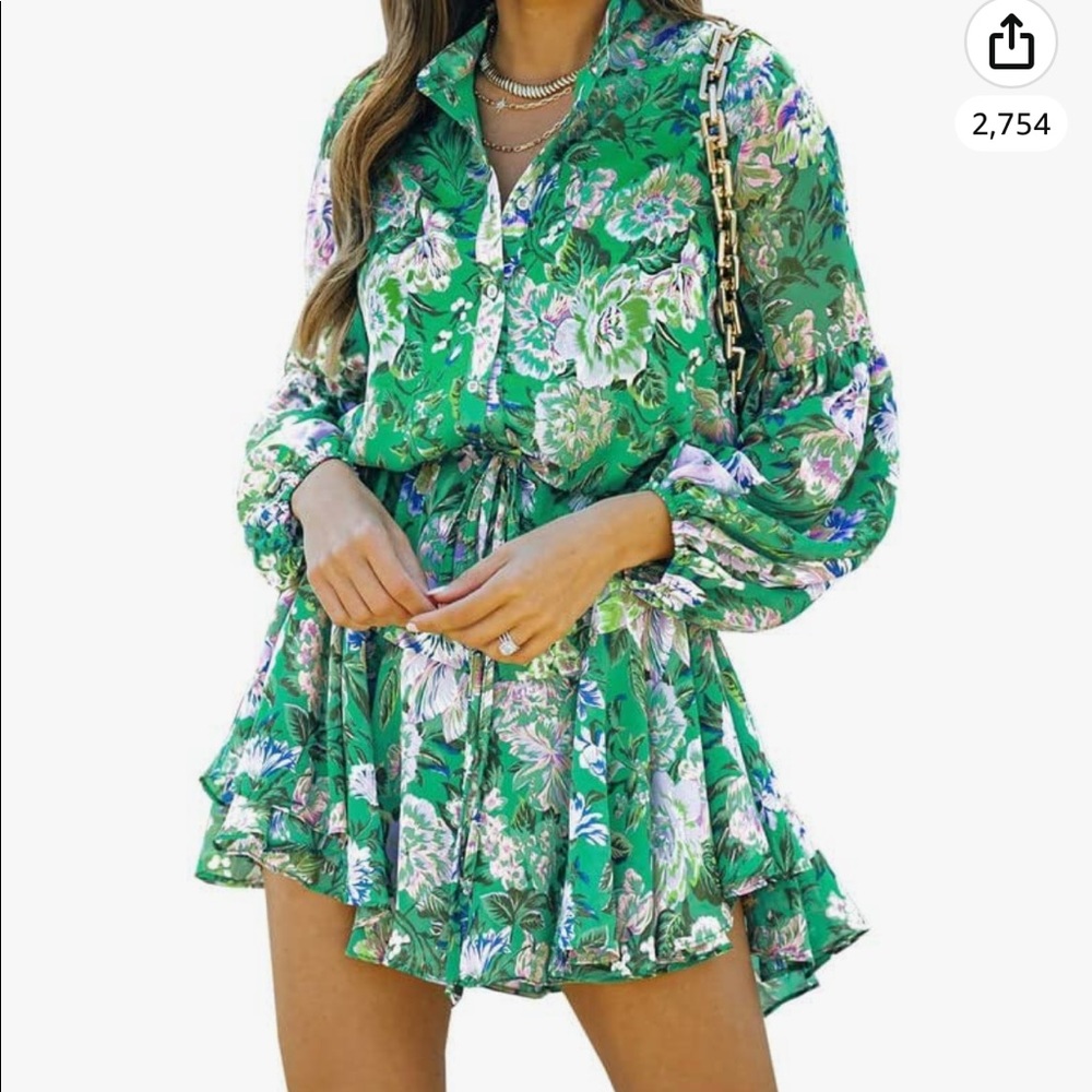 Amazon green long sleeve dress